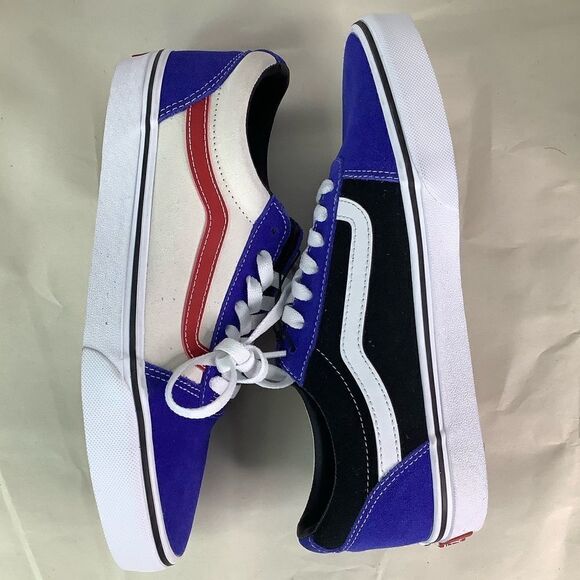 New! VANS WARD SKATE SHOES Rally Suede Blu/Wt/Blk Lace Tie Low Top Men Sz 8.5 - Picture 3 of 10